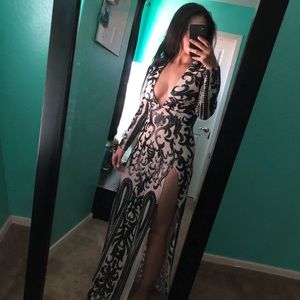 FashionNova Embellished side slit maxi dress